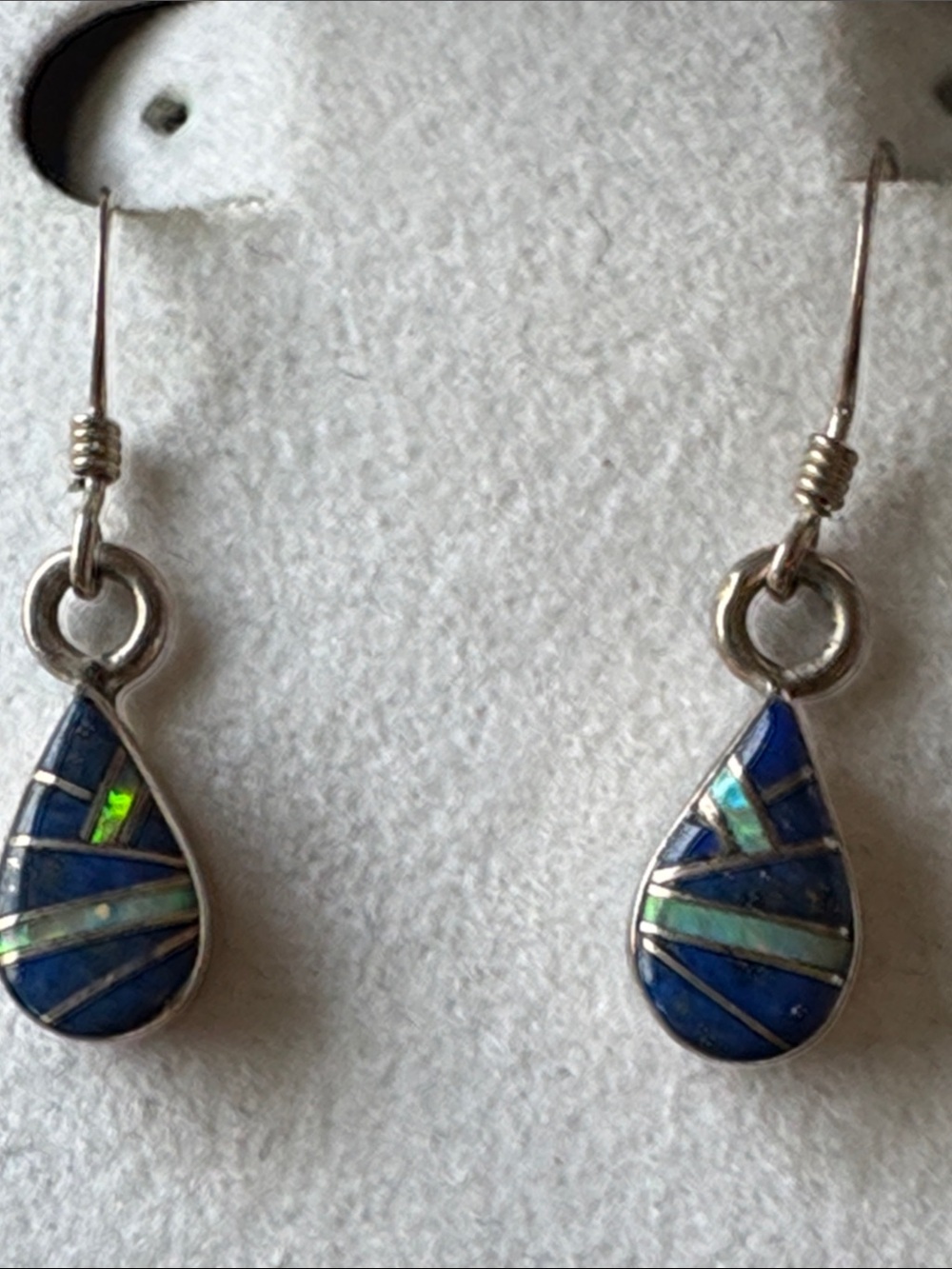 Amy Locaspino Zuni Blue Lapis and Fire Opal Dangle Earrings